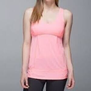 Lululemon Hustle & Bustle Tank‎ Heathered Bleached Coral / Bleached Coral Sz 4